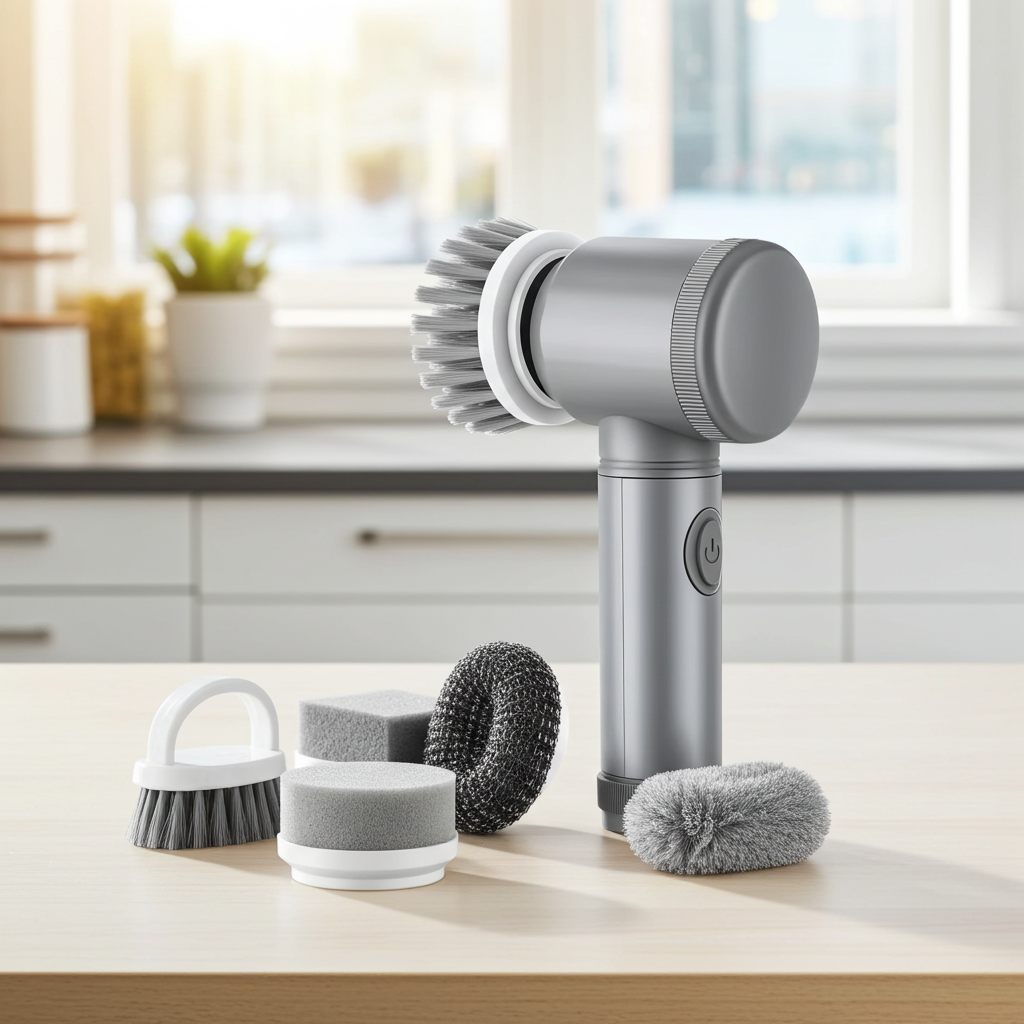 Elektrisk Rengöringsborste Sladdlös med 6 Borsthuvuden