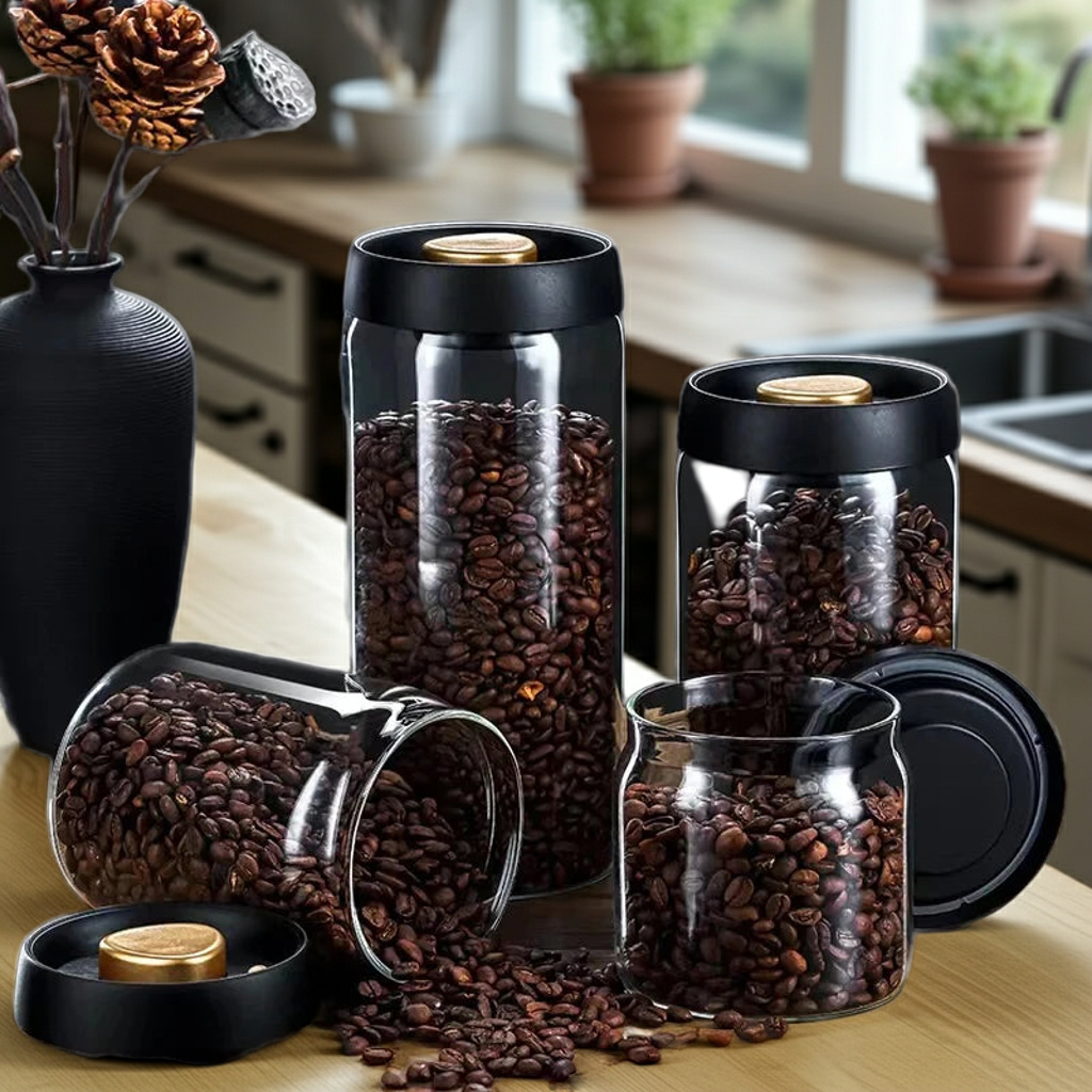 Vakuumförseglad glasburk för kaffebönor