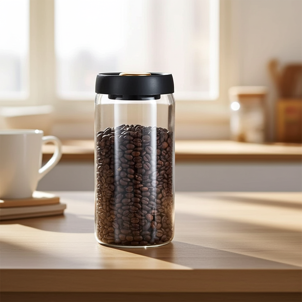 Vakuumförseglad glasburk för kaffebönor